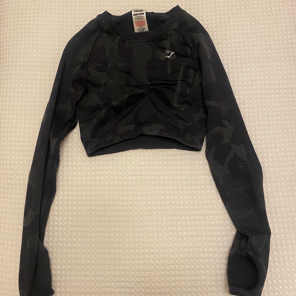 Gymshark adapt camo seamless long sleeve crop top
